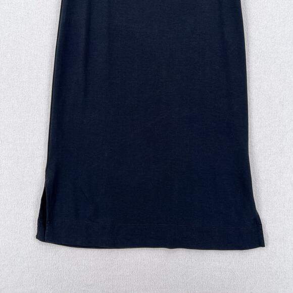 VINCE Sleeveless Midi Faux Wrap Dress Womens XXS Black Square Neck Cotton - Picture 6 of 13